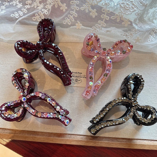 Korean Designer items: Bow shape rhinestone Claw hair clip